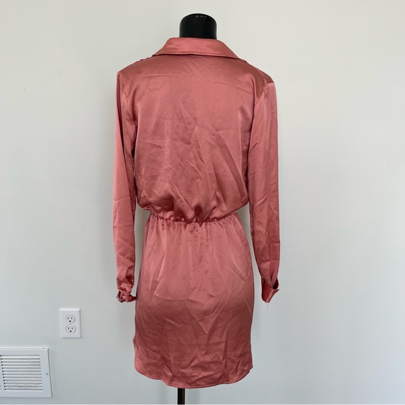 Long sleeve dark pink wrap dress - Picture 3 of 4